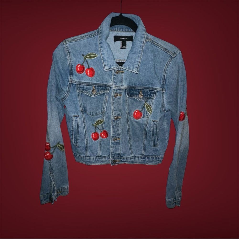 F21 Jacket with Red Cherries